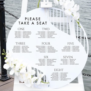 Round Acrylic Wedding Seating Chart Sign, Boho White Table Seating Chart, Find Your Seat, Seating Plan Entrance Board, Fall Table Seat Plan