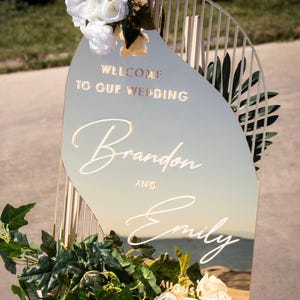 Acrylic Gold Wedding Welcome Sign, Mirror Welcome Sign, Arch Wedding Welcome Sign, Boho Fall Wedding Decor, 3D Cut Out Reception Signage