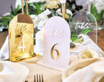 Mirror Table Numbers, Wedding Table Number, Gold Silver Acrylic Table Sign, Wedding Decoration, Reception Signage, Clear Rustic Table Decor