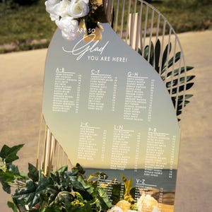 Acryl-Gold-Hochzeits-Sitzplan, Spiegel-Sitzplan, Hochzeits-Sitzplan-Schild, Boho-Herbsthochzeitsdeko, Empfang- Eingangsbeschilderung