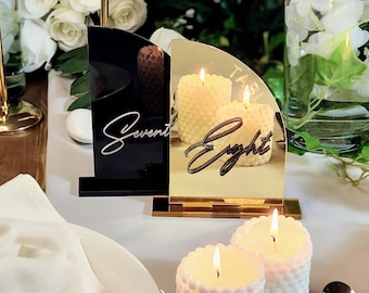 Acrylic Wedding Table Numbers: Modern Gold, Silver, Black Decor