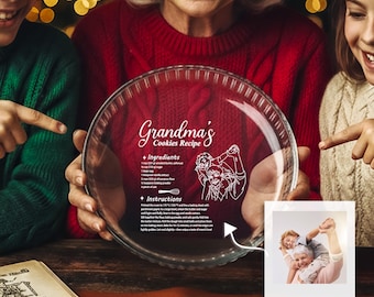Personlig ugnsform med handskrivet recept från mormor, graverade grytformar i glas (med foto)