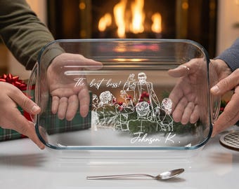 Personalized Engraved Glass Casserole Dish, Custom Portrait Baking Gift