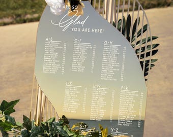 Acrylic Gold Wedding Seating Chart, Mirror Seating Chart, Wedding Seating Chart Sign, Boho Fall Wedding Decor, Reception Entrance Signage