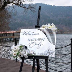 Modern Mirror Wedding Welcome Sign, Acrylic Silver Engagement Sign, Wedding Ceremony Signage, 3D Reception Entrance Sign, Fall Wedding Decor