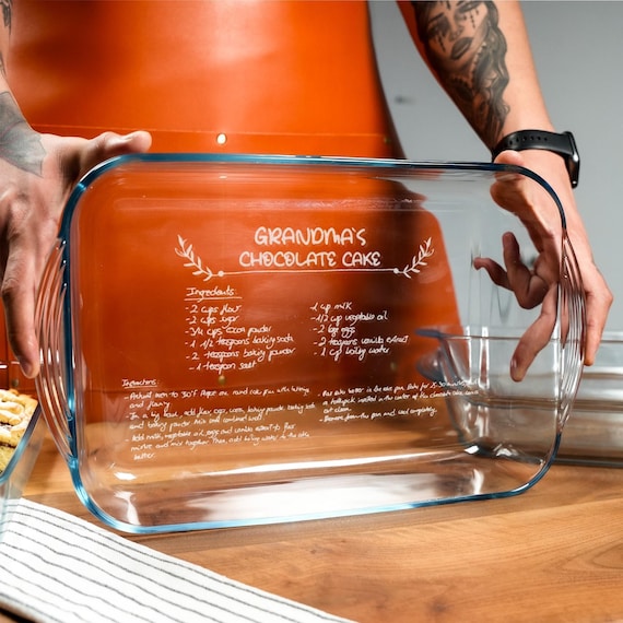 Personalized Handwritten Recipe Casserole Dish, Engraved Recipe Baking Dish, Gift For Great Grandma, Moms Handwriting Gift, Recipe Keepsake