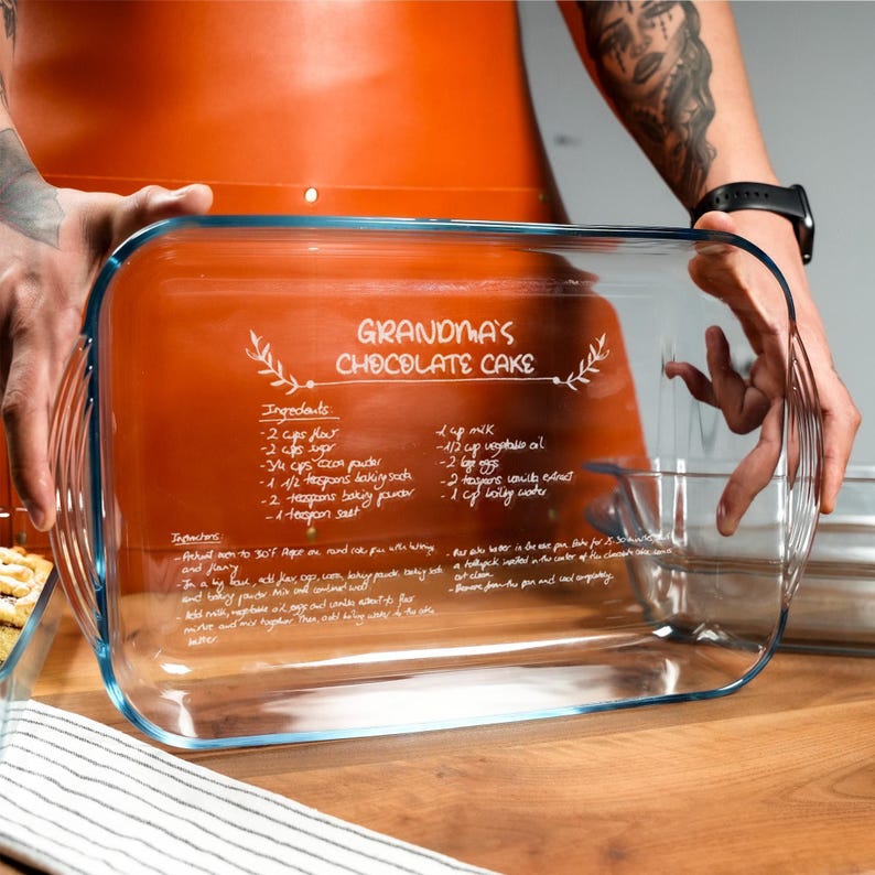 custom grandmas handwritten casserole dish