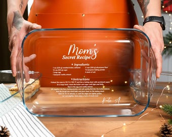 Personalized Mom's Handwritten Recipe Casserole Dishes, Engraved Baking Dish, Mother's Day Gift Keepsake