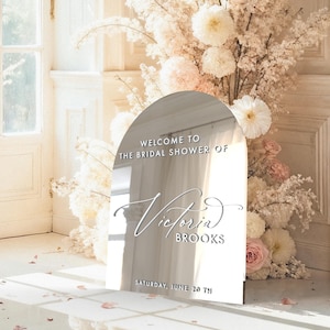 Silver Mirror Bridal Shower Welcome Sign, Personalized Acrylic Welcome Sign, Bridal Party Decor, Wedding Event Signage, Modern Entrance Sign