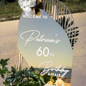 Gold Mirror Acrylic Birthday Welcome Sign: 3D Custom Party Decor