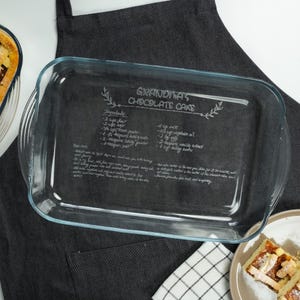Personalized Handwritten Recipe Casserole Dish, Engraved Recipe Baking Dish, Gift For Great Grandma, Moms Handwriting Gift, Recipe Keepsake image 8