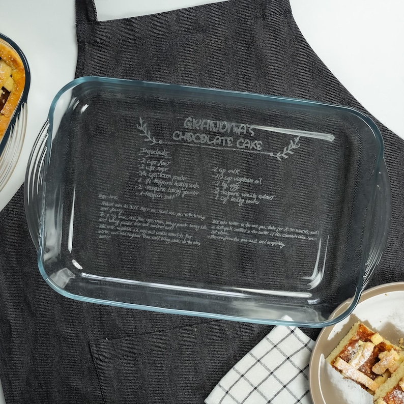 Personalized Handwritten Recipe Casserole Dish, Engraved Recipe Baking Dish, Gift For Great Grandma, Moms Handwriting Gift, Recipe Keepsake image 8