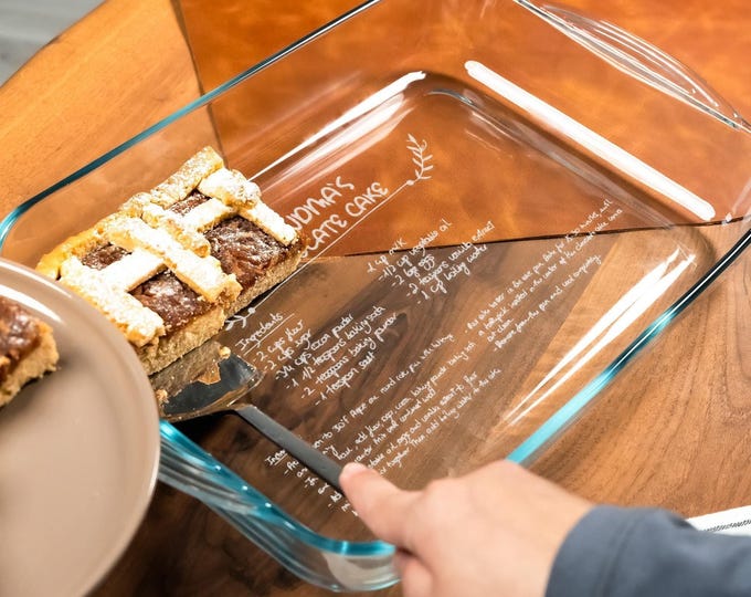 Grandmas Handwritten Recipe Dish, Engraved Casserole Dish, Personalized Glass Baking Dish, Family Recipe Christmas Dishes, Gift For Grandma