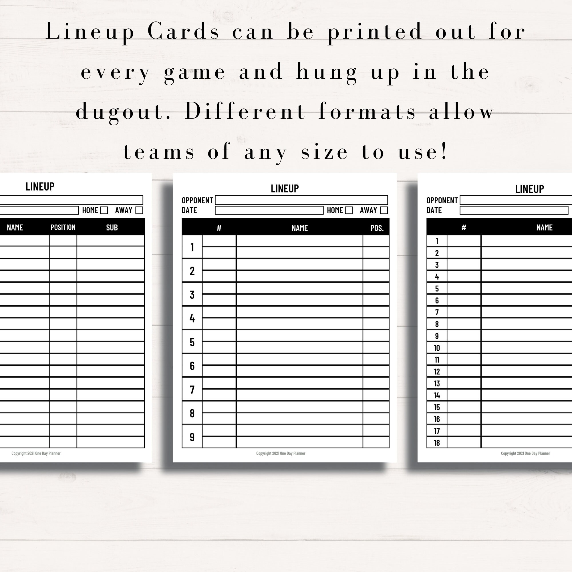 Baseball Line up Card Printable, Baseball Lineup Board and Batting ...