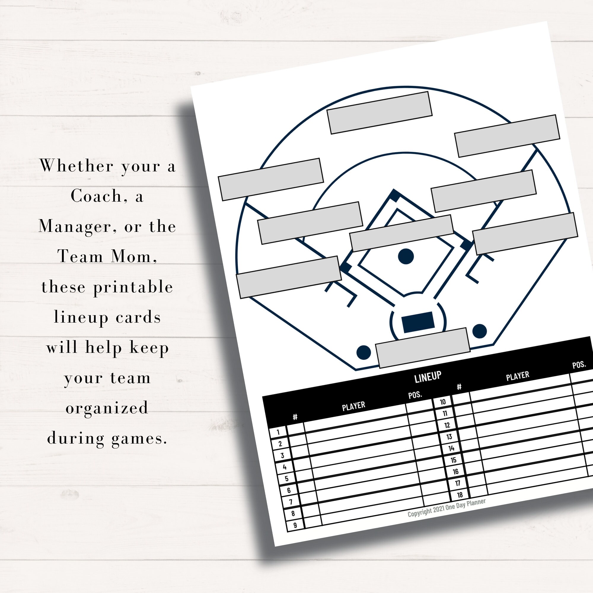Baseball Line up Card Printable, Baseball Lineup Board and Batting ...