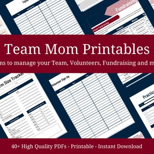 Team Mom Printables for Football, Soccer, Baseball, Cheer, and all Team Sports - Team Mom Planner, Team Mom Binder, Sports Planner