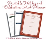 Holiday Meal Planner - Printable Christmas Holiday Menu Planner Template for Holiday Entertaining with Grocery List, Guest List, and more!