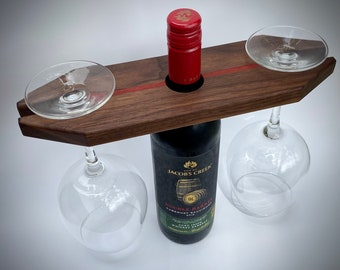 Laubholz Wein-| Wein butler | Weinflasche und Glashalter | Handgemachte | Charcuterie Tablett