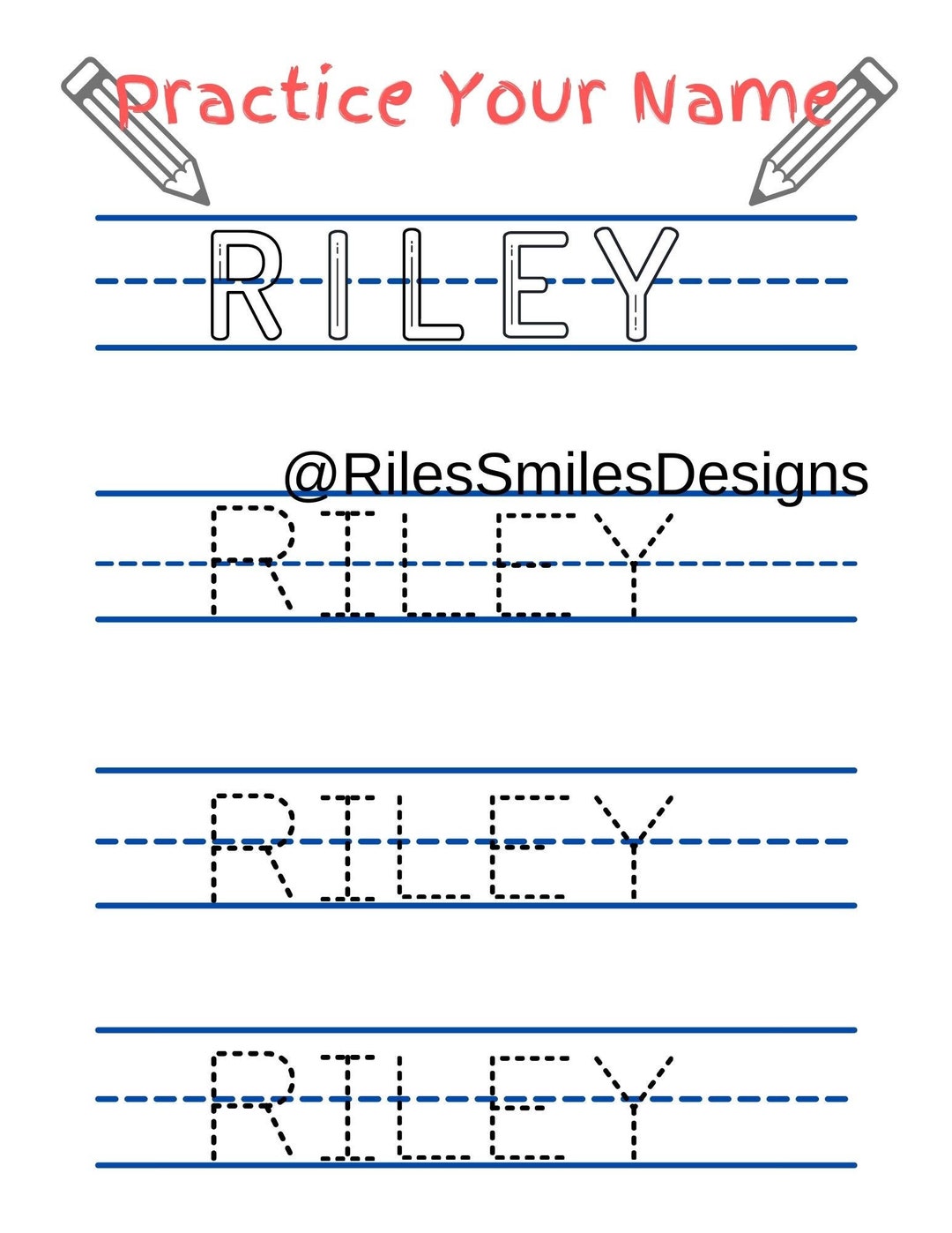 Printable Ryleigh Name Practice Writing Name - Etsy