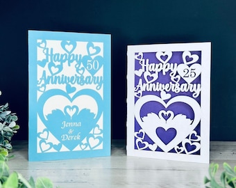 Personalized Anniversary Card SVG File, Wedding Anniversary Card Cut File, Glowforge Card, Laser Ready Happy Anniversary Card SVG Download