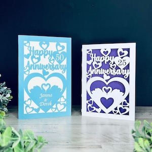 File in formato SVG della carta dell'anniversario personalizzato, file di taglio della carta dell'anniversario di matrimonio, carta Glowforge, download in formato SVG della carta dell'anniversario felice pronto per il laser