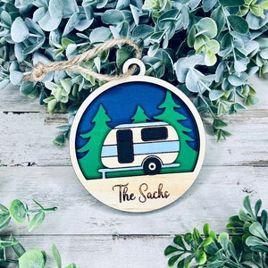 Christmas Camper Ornament SVG File, Camping Ornament  SVG, Christmas Laser Cut File, Christmas Car Charm, Christmas Camper Decor SVG