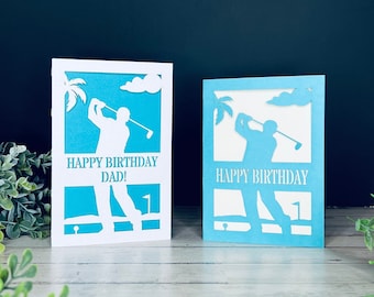 Personalized Golf Birthday Card SVG File, Golf Birthday Card For Dad Cut File, Glowforge Card, Laser Ready Dad Birthday Card SVG Download