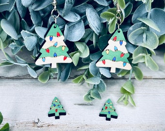 Paquete SVG de pendiente de árbol de Navidad, archivo SVG de pendiente Glowforge, archivo de corte láser de pendiente, archivo SVG de pendiente de árbol forestal láser, pendiente de árbol de pino