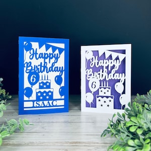 Gepersonaliseerde verjaardagskaart SVG-bestand, verjaardagskaart SVG-bestand knippen, Glowforge Card svg, Laser Ready Happy Birthday Card SVG Download