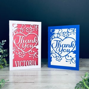 Personalisierte Dankeschön-Karte SVG-Datei, Dankeschön-Karte Bundle SVG geschnitten Datei, Glowforge Karte geschnitten Datei, Laser bereit Dankeschön-Karte SVG Download