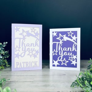 Fichier SVG de carte de remerciement personnalisé, fichier de coupe SVG de paquet de carte de remerciement, svg de carte de Glowforge, Laser Ready Merci étoile carte SVG Télécharger