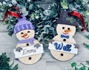 Layered Snowman Ornament Paint Kit SVG File, Personalized Christmas Snowmen Ornament SVG, Build A Snowman Decor Laser File, Glowforge Laser