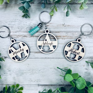 Split monogram sleutelhanger bundel SVG-bestand, sleutelhanger geschenk downloaden, laser sleutelhanger bestand SVG, Glowforge laser SVG downloaden, gepersonaliseerde sleutelhanger