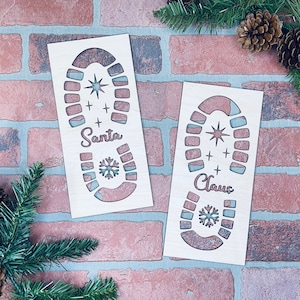 Empreinte du père Noël en téléchargement numérique, fichier SVG, fichier SVG de pochoir traces du père Noël, empreintes du père Noël svg, svg d'artisanat de Noël bricolage,