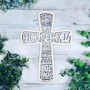 As For Me And My Household We Will Serve The Lord Bible SVG File Download, Joshua 24 Cross Wall Art SVG File, Christian Cross SVG Download