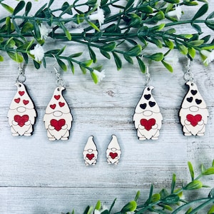 Gnome Earring SVG Bundle File, Valentines Gnome Earring Instant Download, Heart Gnome Earring Laser Cut File, Glowforge Jewelry File