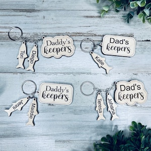 Dads Keychain, Fathers Day Keychain Bundle SVG File, Daddy&#39;s Keepers Fish Keychain Download, Glowforge Keychain SVG, Fishing Keychain SVG