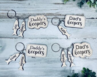 Dads Keychain, Fathers Day Keychain Bundle SVG File, Daddy's Keepers Fish Keychain Descargar, Glowforge Keychain SVG, Fishing Keychain SVG