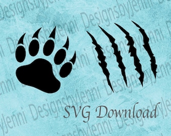 Bear Paw Bundle SVG Bundle File, Bear Claw Print Silhouette Cut File, Bear Claw Mark Art File, Bear Paw Clipart File