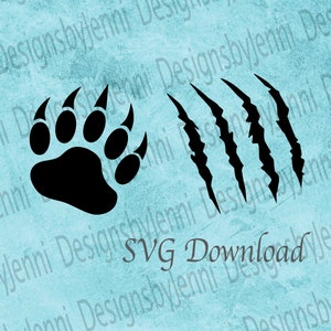 Bear Paw Bundle SVG Bundle File, Bear Claw Print Silhouette Cut File, Bear Claw Mark Art File, Bear Paw Clipart File
