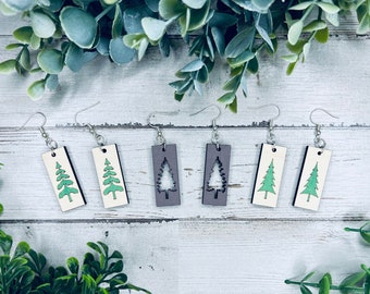 Christmas Tree Earring SVG Bundle, Glowforge Earring SVG File, Earring Laser Cut File, Laser Forest Tree Earring SVG File, Pine Tree Earring