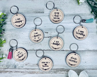 Portachiavi motivazionale Bundle SVG File, Inspirational Keychain Gift Download, Citazioni motivazionali Portachiavi SVG, Glowforge Laser SVG Download