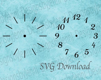 Clock Face Bundle SVG File, Clock Face Template SVG Art File, Clock Cut File Digital Download