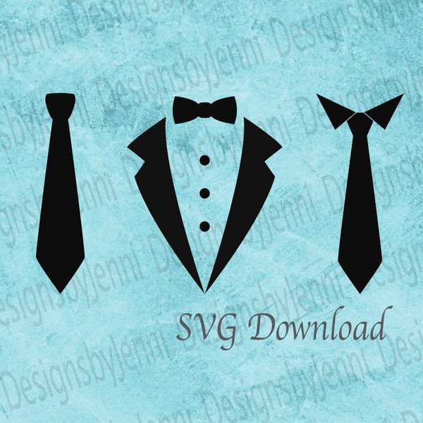 Tuxedo Bow Tie Bundle SVG File, Groomsman Best Man Tuxedo Template SVG Art File, Necktie SVG Cut File Digital Download