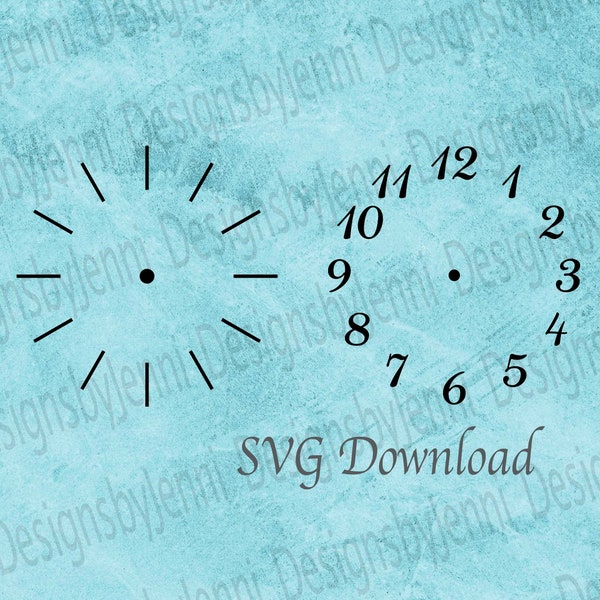 Clock Face Bundle SVG File, Clock Face Template SVG Art File, Clock Cut File Digital Download