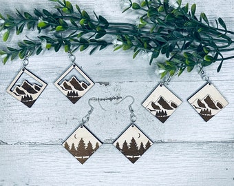 Mountain Earring SVG Bundle, Glowforge Earring SVG File, Earring Laser Cut File, Laser Mountain SVG File, Laser Earring Bundle File