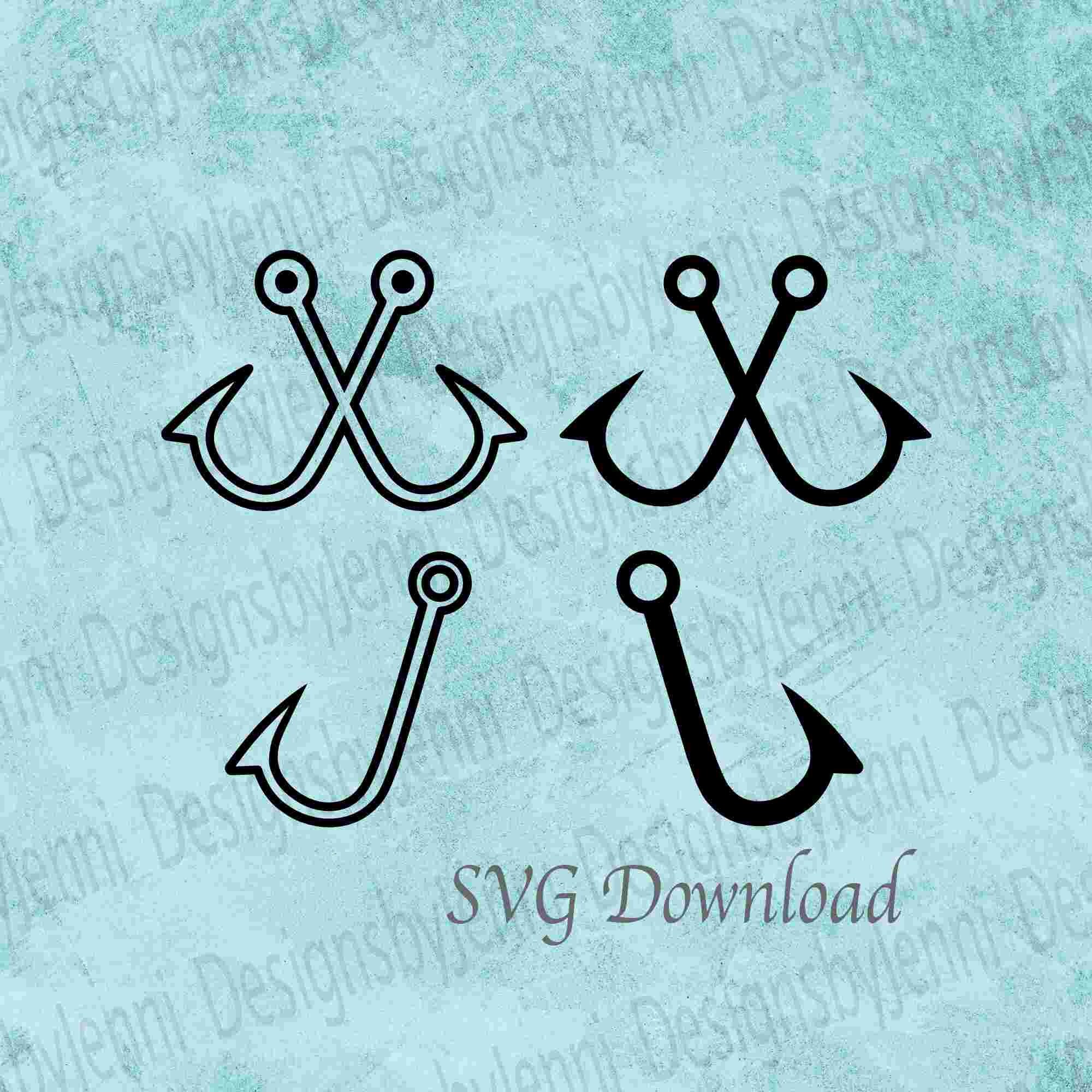 Fishing Hook Bundle SVG File Crossed Fishing Hook Silhouette Etsy