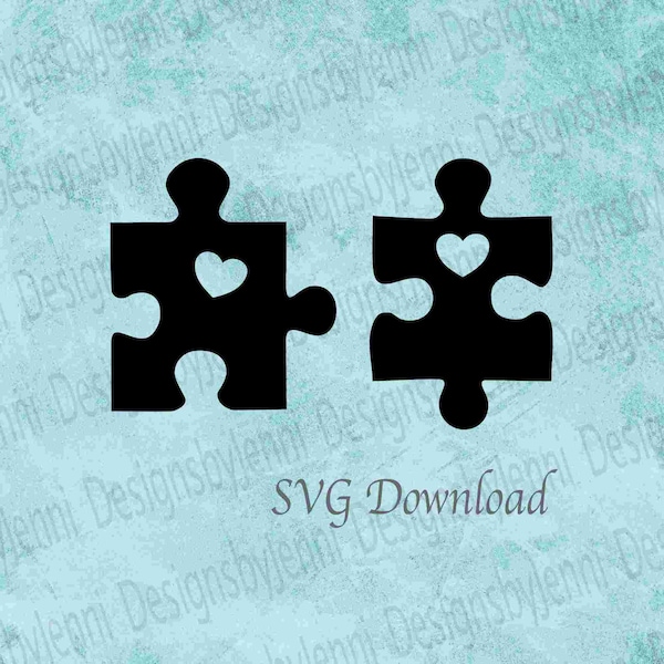 Puzzle Piece Bundle SVG File, Autism Awareness Puzzle Bundle SVG, Autism Love Puzzle Cut File, Heart Puzzle SVG