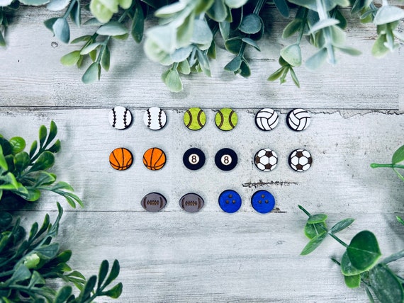 Sports Stud Earring Bundle SVG File, Football Earring Glowforge File, Soccer Laser Earring File, Stud Earring Cut File