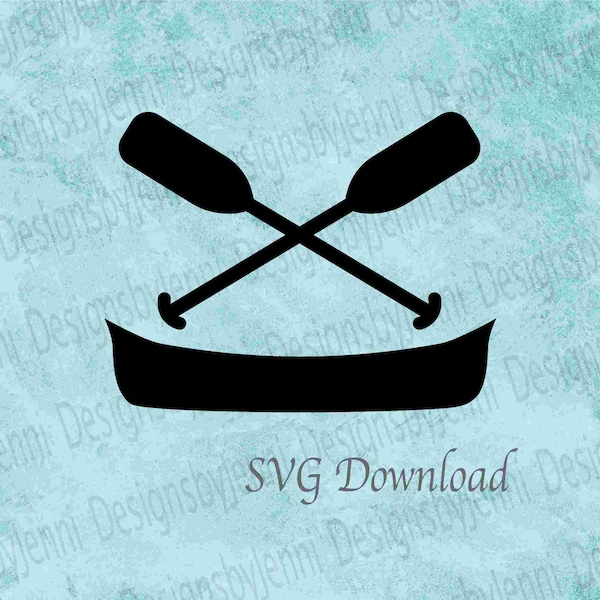 Canoe Bundle SVG File, Paddle and Boat Silhouette SVG, Canoe Cut File, Crossed Paddle Clipart Digital Download